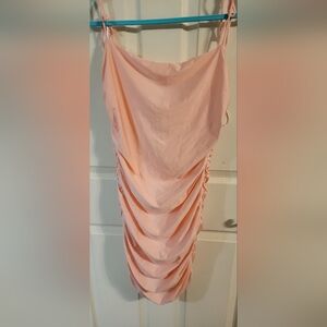 Good american satin ruched mini dress